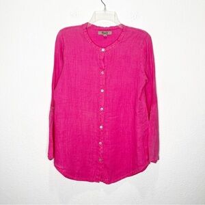 Flax 100% Linen Button Up Shell Button Top Lagenlook P 4-6